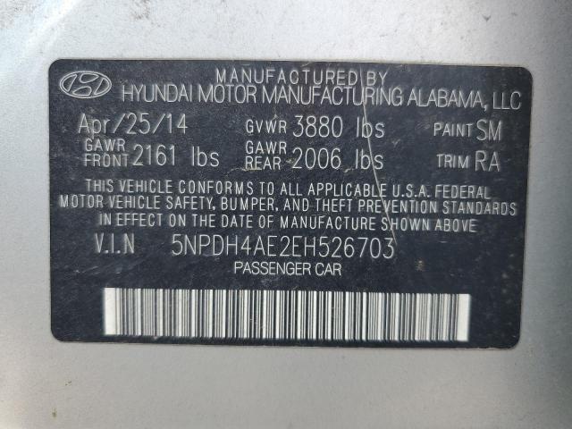 VIN 5NPDH4AE2EH526703 2014 Hyundai Elantra, SE no.12