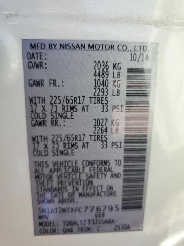 VIN 5N1AT2MTXFC776795 2015 Nissan Rogue, S no.13