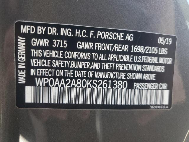 2019 PORSCHE CAYMAN BAS WP0AA2A80KS261380