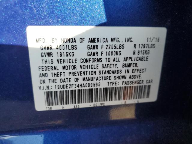 2017 ACURA ILX BASE W - 19UDE2F34HA009565