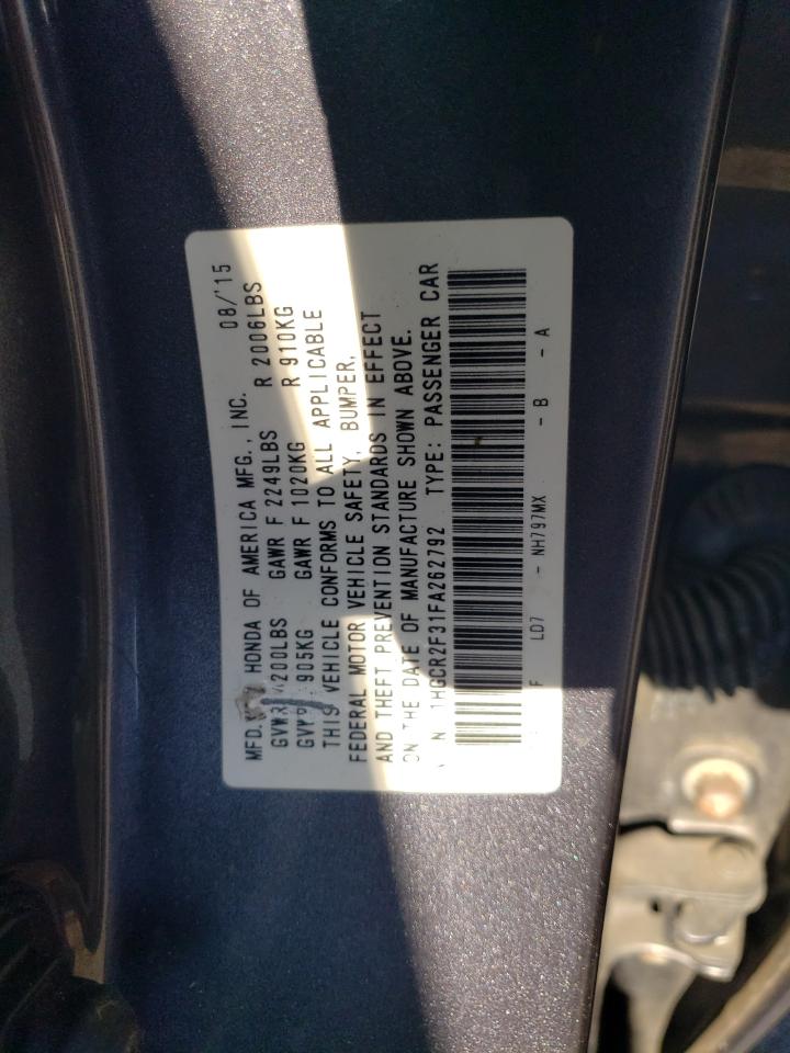 Lot #2945575109 2015 HONDA ACCORD LX