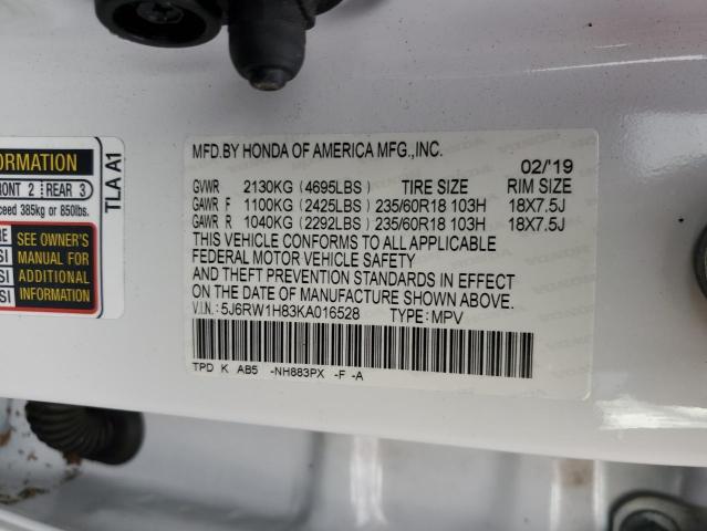 5J6RW1H83KA016528 2019 HONDA CRV