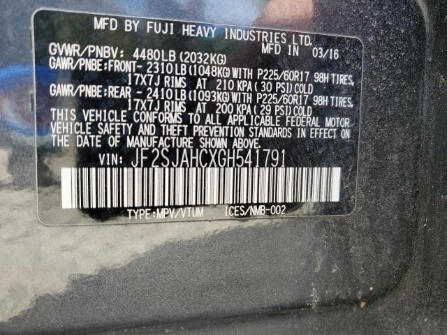 2016 SUBARU FORESTER 2 - JF2SJAHCXGH541791
