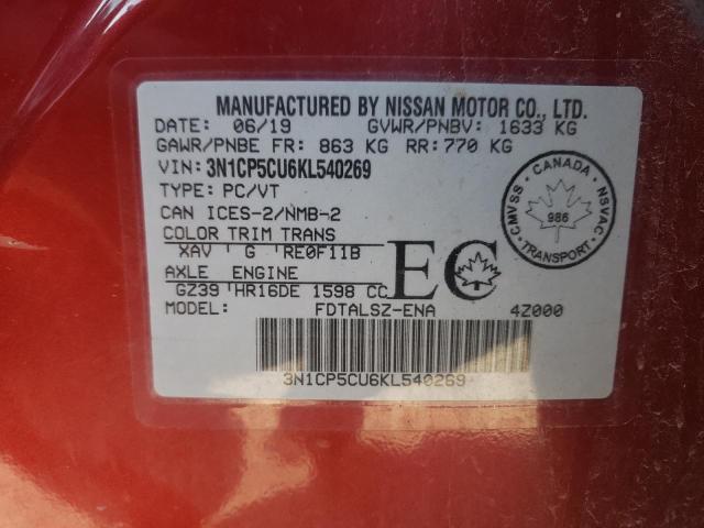 2019 NISSAN KICKS S - 3N1CP5CU6KL540269