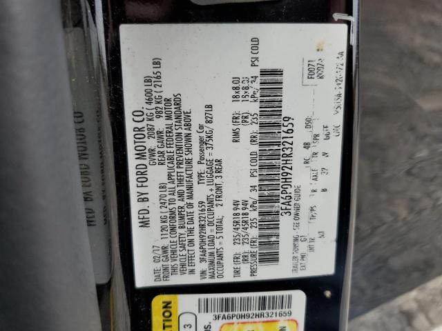 2017 FORD FUSION SE - 3FA6P0H92HR321659
