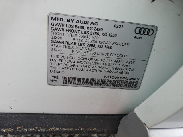 VIN WA1CAAFY4M2056489 2021 Audi Q5, Prestige no.14