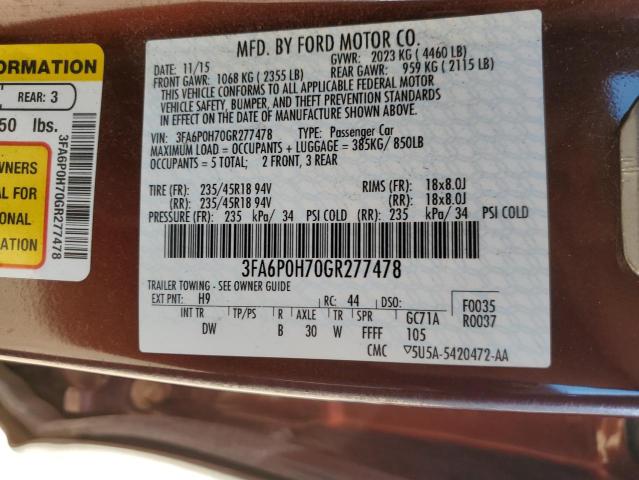 VIN 3FA6P0H70GR277478 2016 Ford Fusion, SE no.12