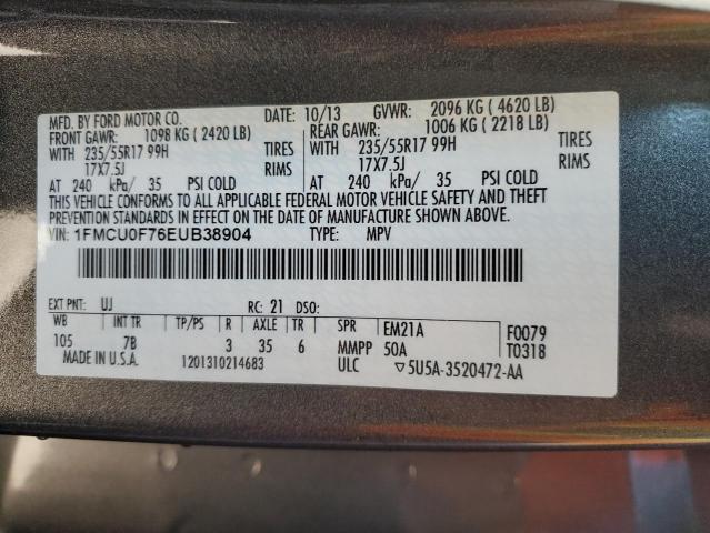 VIN 1FMCU0F76EUB38904 2014 Ford Escape, S no.13