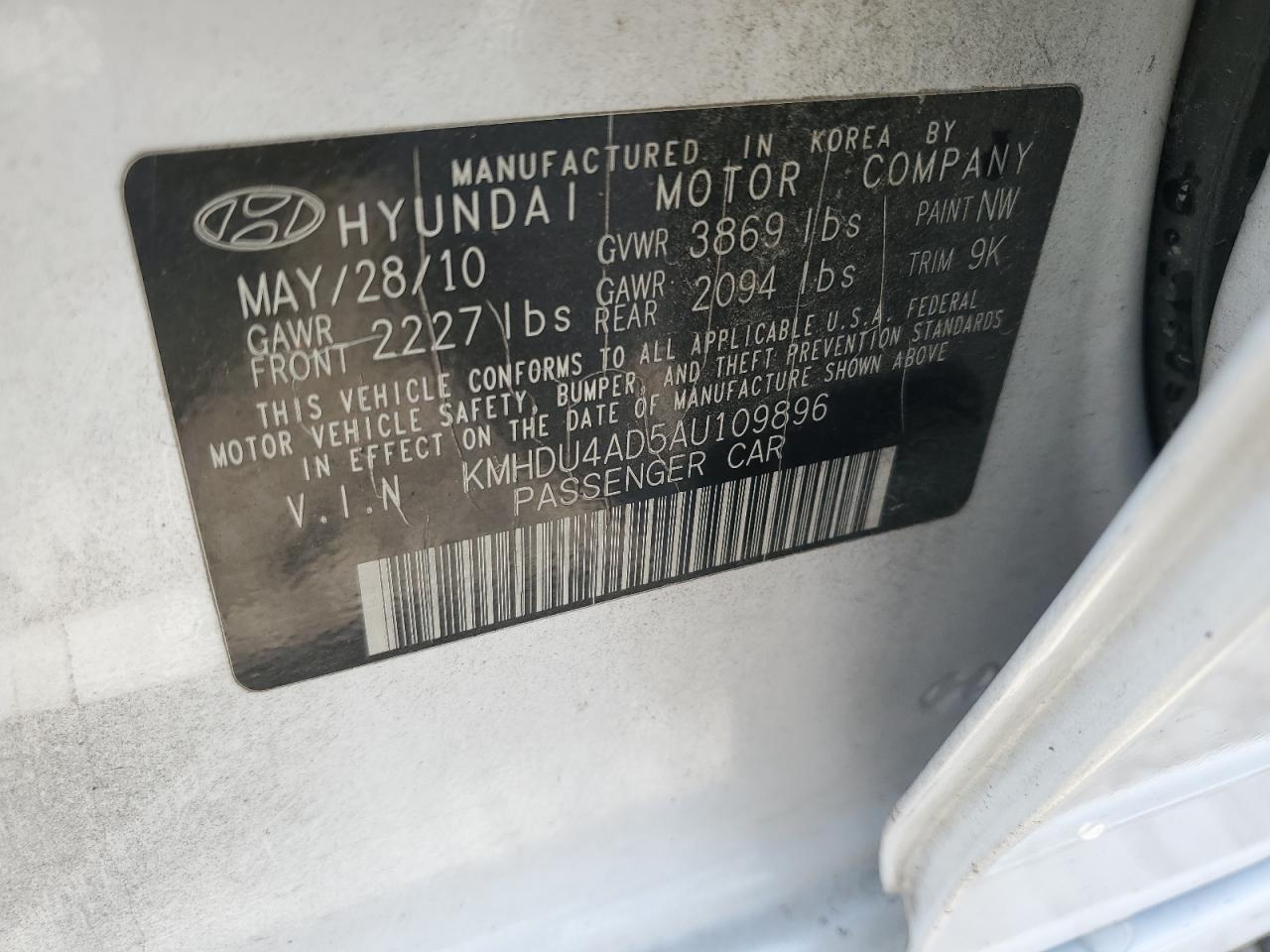 Lot #2955422682 2010 HYUNDAI ELANTRA BL