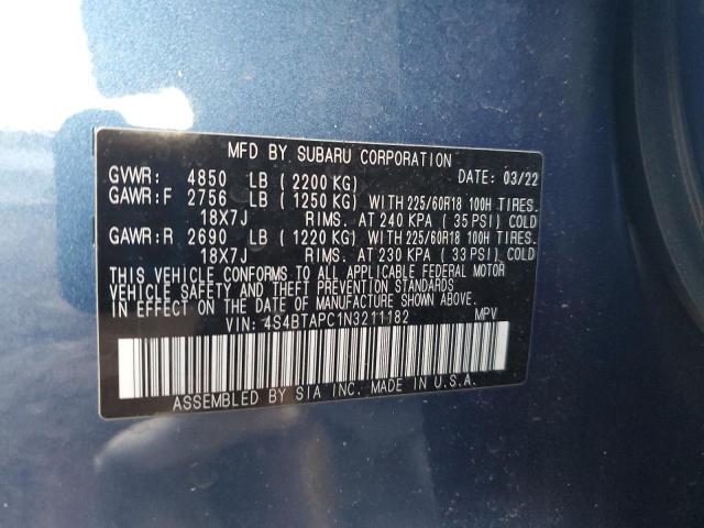 2022 SUBARU OUTBACK TO 4S4BTAPC1N3211182