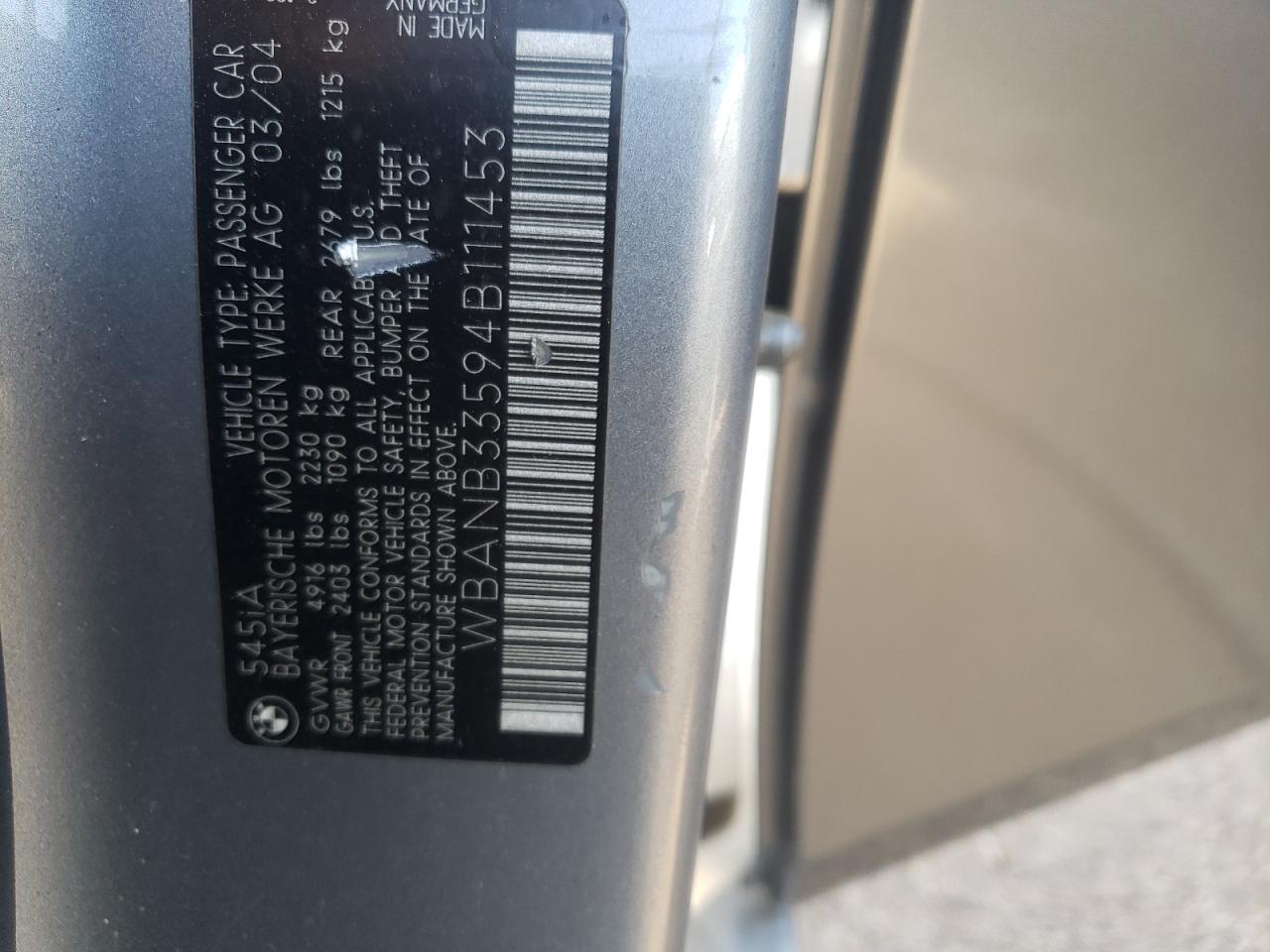 WBANB33594B111453 - 2004 BMW 5 SERIES - #75024864
