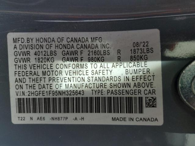 2022 HONDA CIVIC TOUR - 2HGFE1F95NH325643