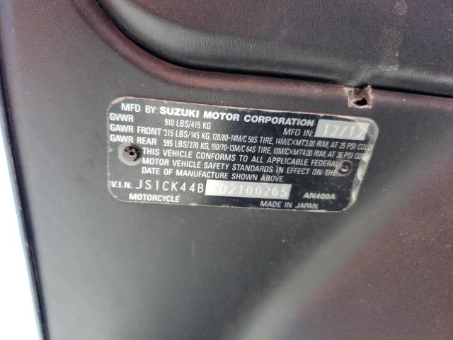 2013 SUZUKI AN400 A JS1CK44BXD2100265