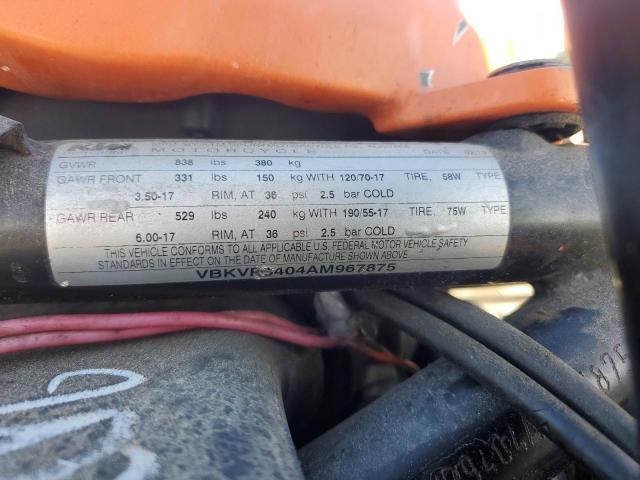 2010 KTM 1190 RC8 VBKVR9404AM967875