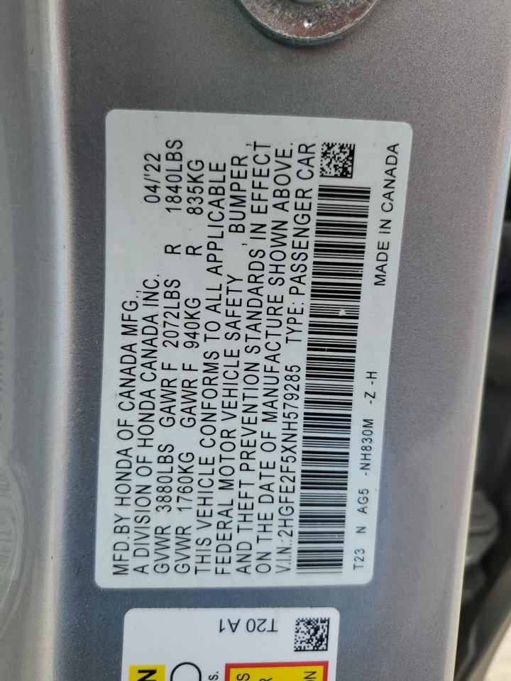 Lot #2945652328 2022 HONDA CIVIC SPOR