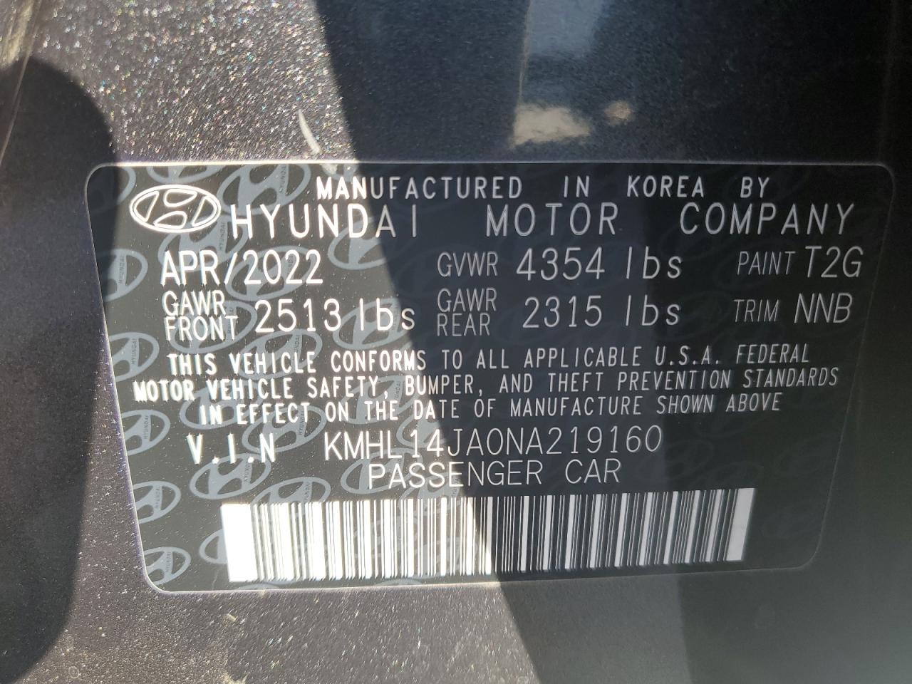 Lot #2969475674 2022 HYUNDAI SONATA SEL