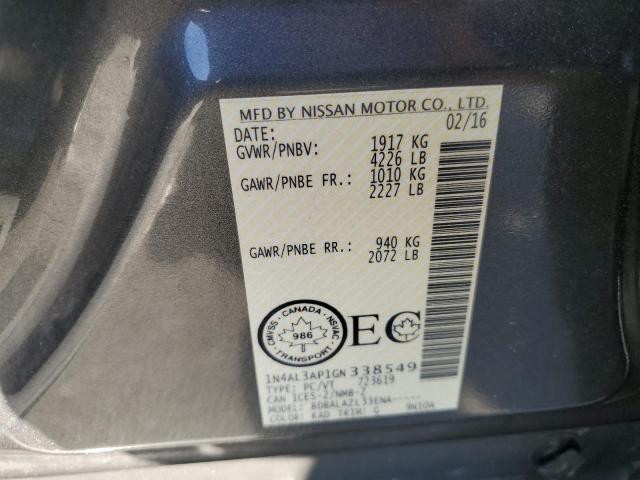 VIN 1N4AL3AP1GN338549 2016 Nissan Altima, 2.5 no.12