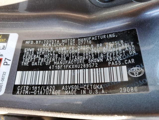 VIN 4T1BF1FKXHU289572 2017 Toyota Camry, LE no.12