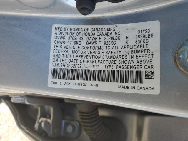 2020 HONDA CIVIC SPOR - 2HGFC2F82LH535617