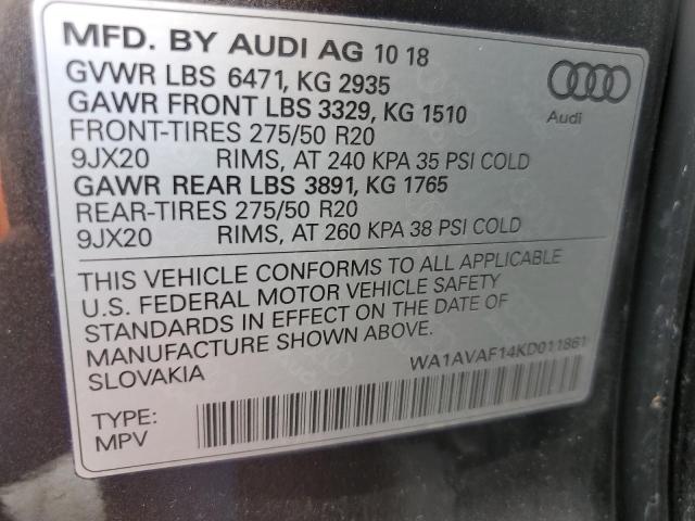 2019 AUDI Q8 PREMIUM - WA1AVAF14KD011861
