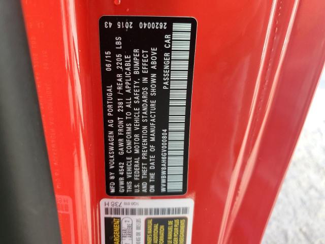 2016 VOLKSWAGEN EOS KOMFOR WVWBW8AH6GV000804