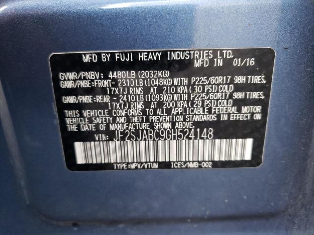 2016 SUBARU FORESTER 2 - JF2SJABC9GH524148