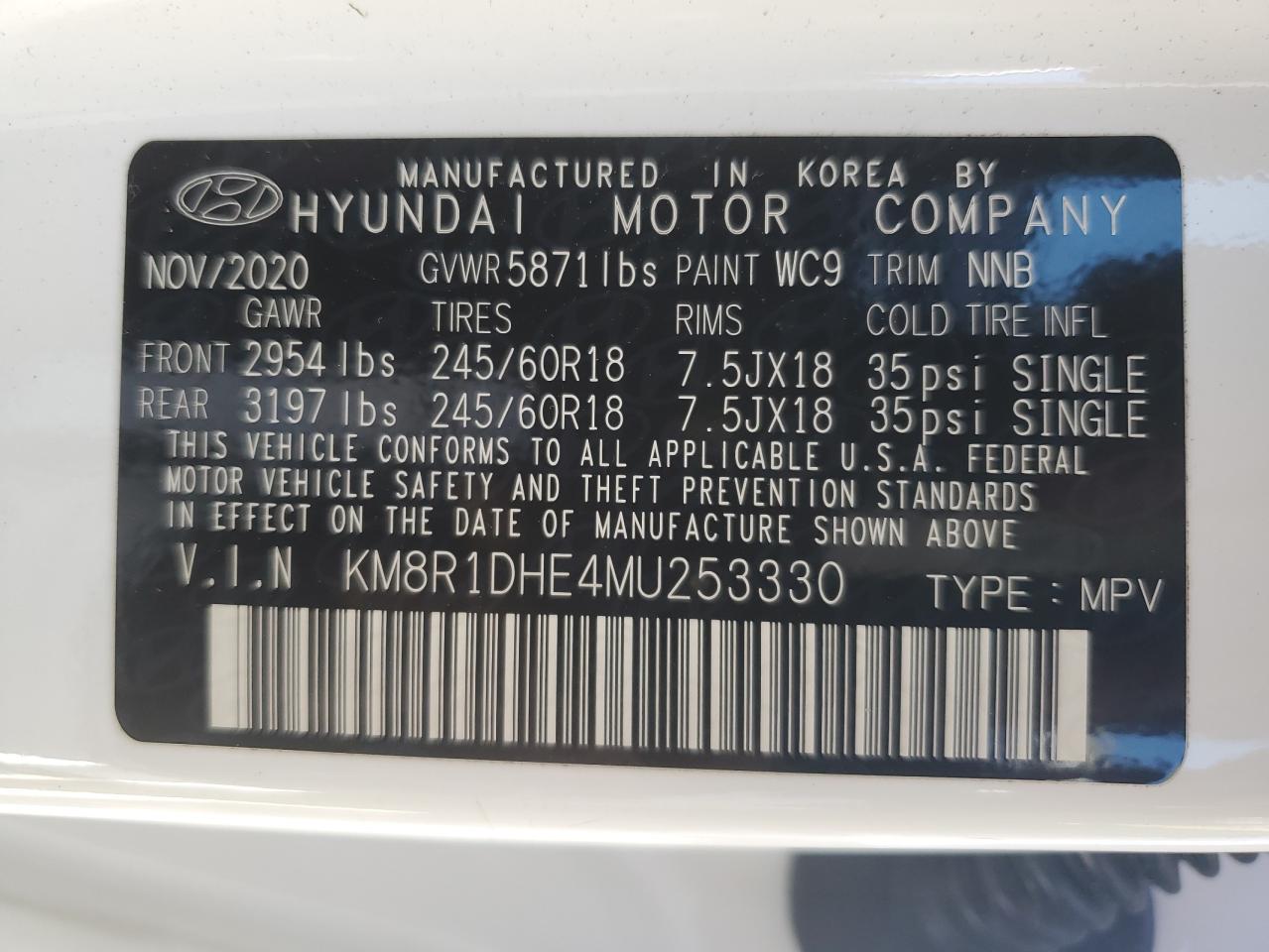 Lot #2955101797 2021 HYUNDAI PALISADE S