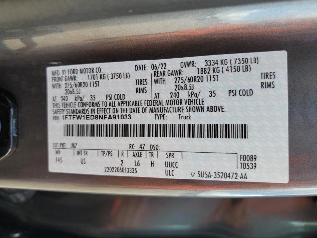 2022 FORD F150 SUPER - 1FTFW1ED8NFA91033