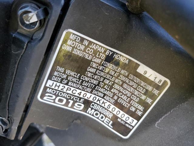 2019 HONDA CBR600 RR JH2PC40J0KK500003