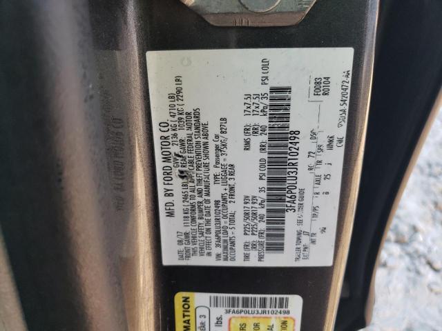 VIN 3FA6P0LU3JR102498 2018 Ford Fusion, Se Hybrid no.12