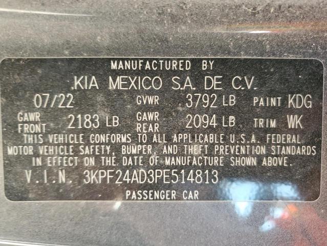 VIN 3KPF24AD3PE514813 2023 KIA FORTE no.13