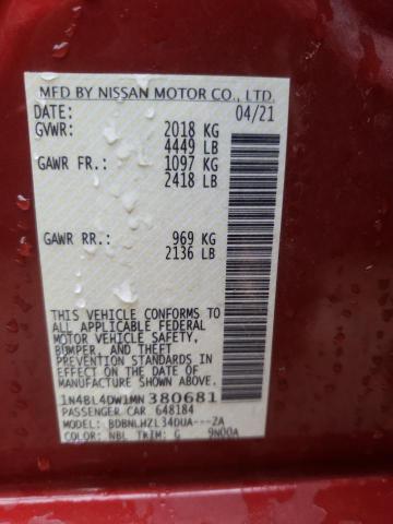 2021 NISSAN ALTIMA SV - 1N4BL4DW1MN380681