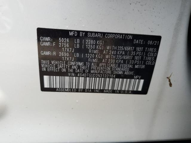 VIN 4S4BTGUD2N3132104 2022 Subaru Outback, Wilderness no.14