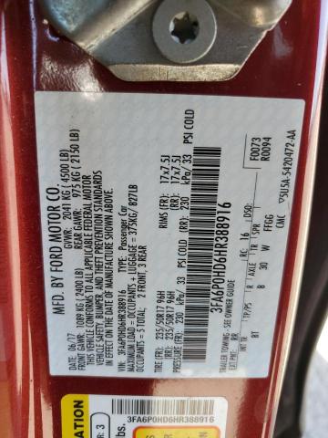 VIN 3FA6P0HD6HR388916 2017 Ford Fusion, SE no.13