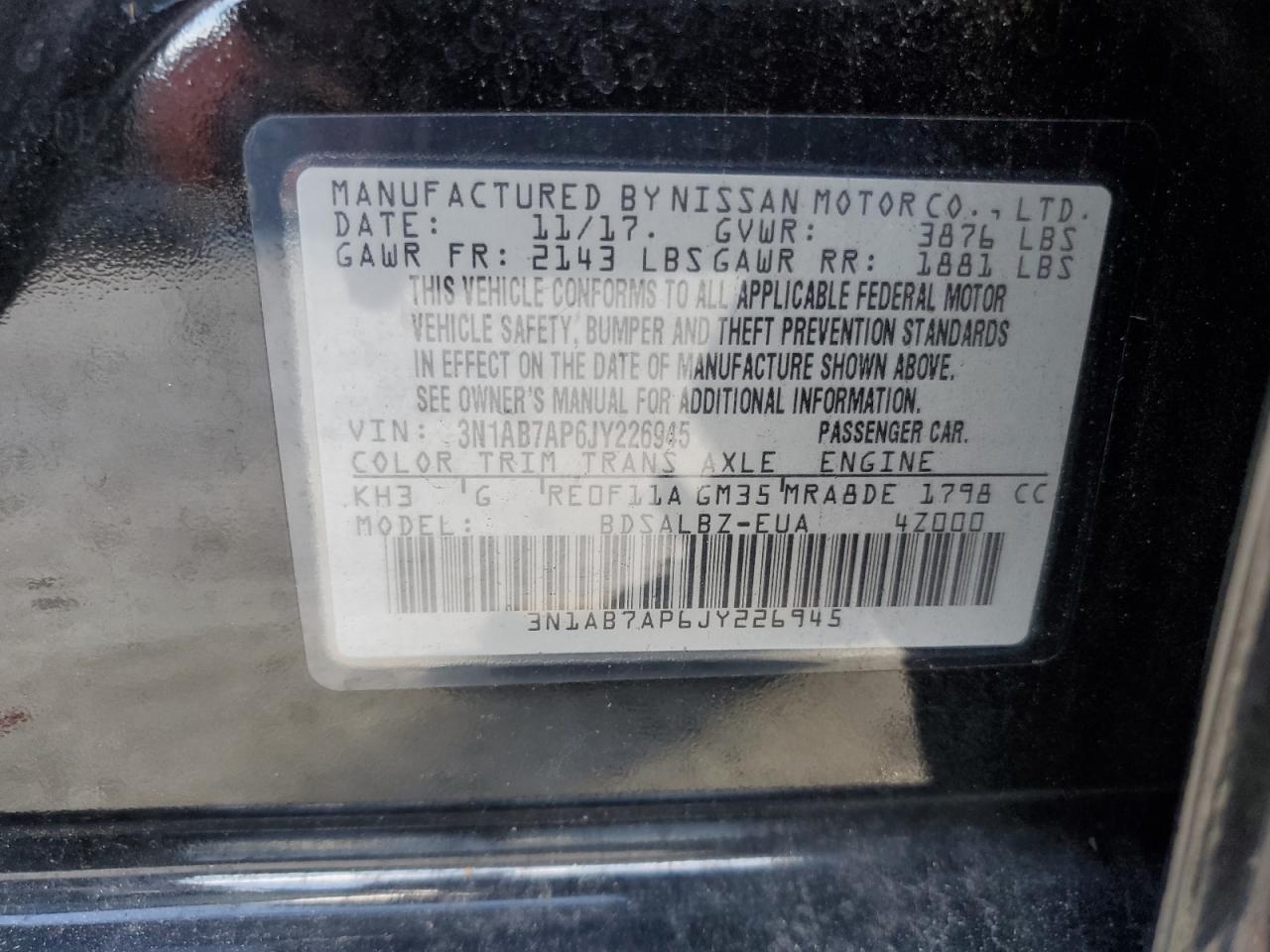 Lot #2986822251 2018 NISSAN SENTRA S