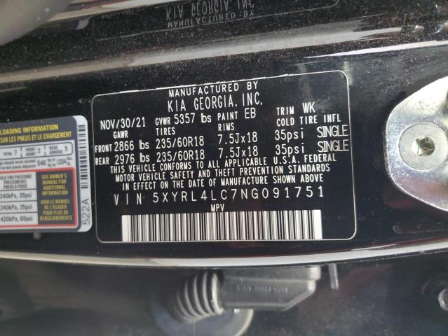 VIN 5XYRL4LC7NG091751 2022 KIA Sorento, S no.13