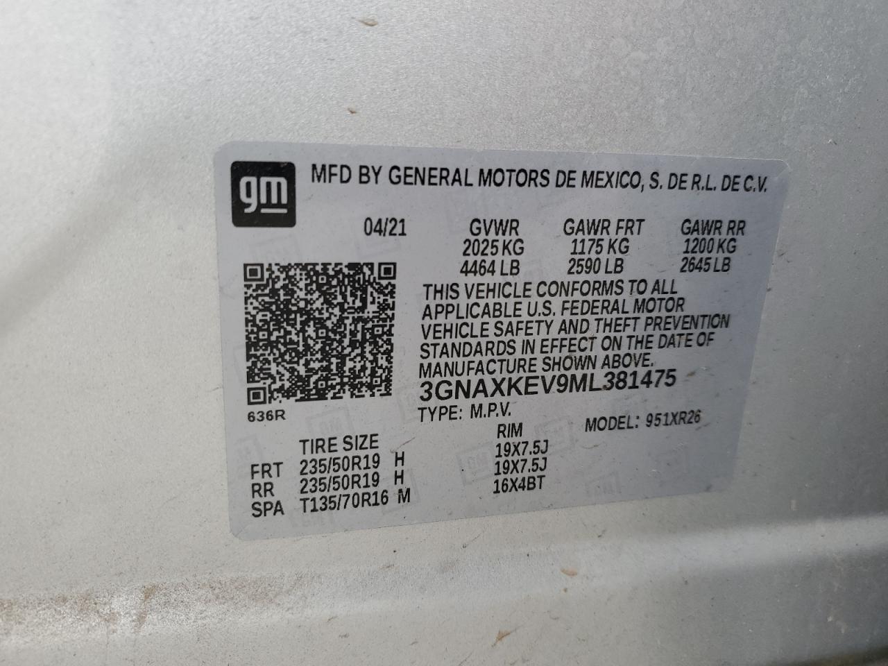 Lot #2986837189 2021 CHEVROLET EQUINOX LT