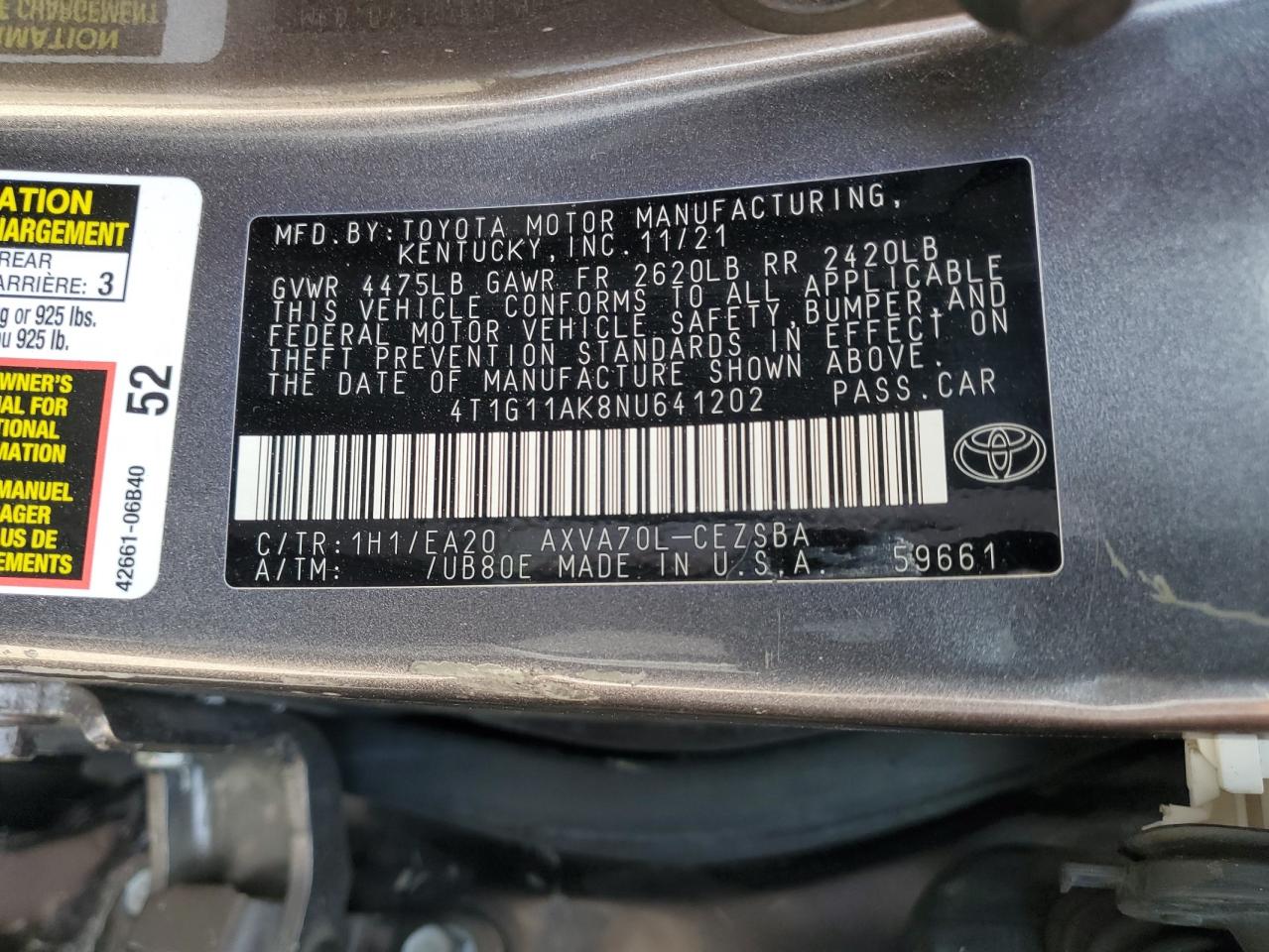 Lot #2974691081 2022 TOYOTA CAMRY SE