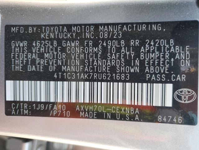 VIN 4T1C31AK7RU621683 2024 Toyota Camry, LE no.12