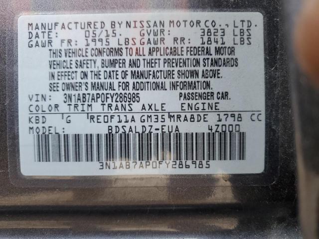 VIN 3N1AB7AP0FY286985 2015 Nissan Sentra, S no.13