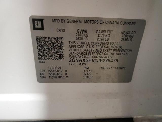 2018 CHEVROLET EQUINOX LT 2GNAXSEV1J6276476