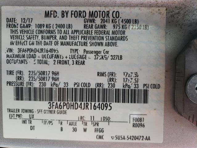 VIN 3FA6P0HD4JR164095 2018 Ford Fusion, SE no.12