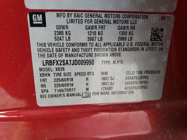 VIN LRBFX2SA7JD009990 2018 BUICK ENVISION no.13