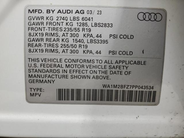 2023 AUDI Q4 E-TRON WA1M2BFZ7PP043534