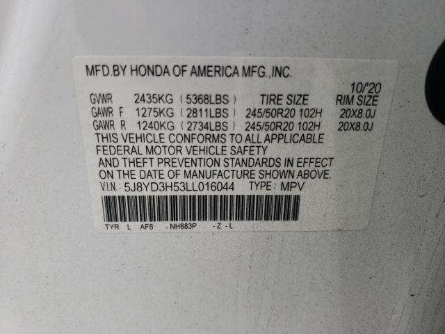2020 ACURA MDX TECHNO - 5J8YD3H53LL016044