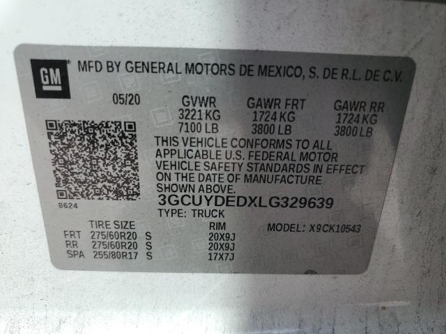 VIN 3GCUYDEDXLG329639 2020 Chevrolet Silverado, K15... no.12