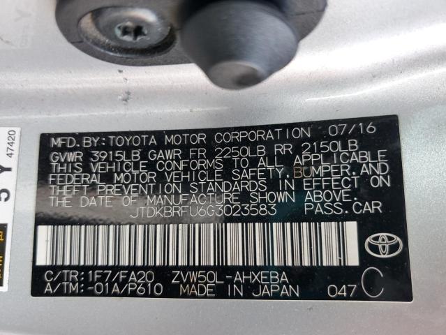 2016 TOYOTA PRIUS - JTDKBRFU6G3023583