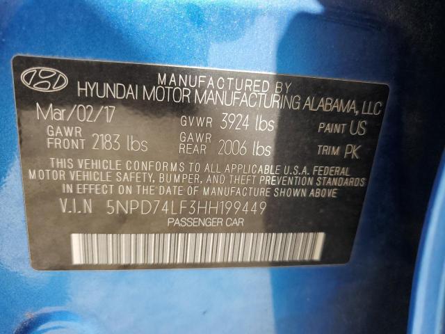 2017 HYUNDAI ELANTRA SE - 5NPD74LF3HH199449