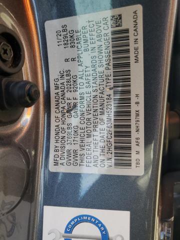 VIN 2HGFC2F63MH523184 2021 HONDA CIVIC no.13