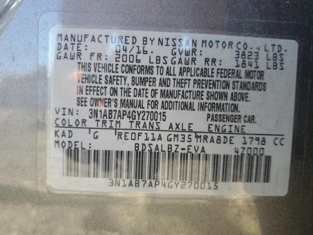2016 NISSAN SENTRA S - 3N1AB7AP4GY270015